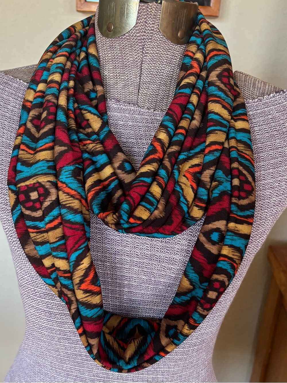 Desert print Infinity personally handmade scarf. Perfect casual wear with jeans! - Picture 3 of 4